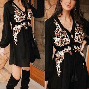 Bohme Tayla Floral Embroidered Mini Dress | Large